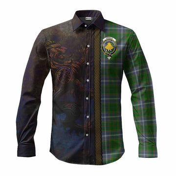 Pringle Tartan Family Crest Long Sleeve Button Shirt Alba Gu Brath Be Brave Lion Ancient Style Men's Shirt S - Tartan Vibes Clothing