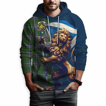 Pringle Tartan Family Crest Hoodie with Scottish Majestic Lion