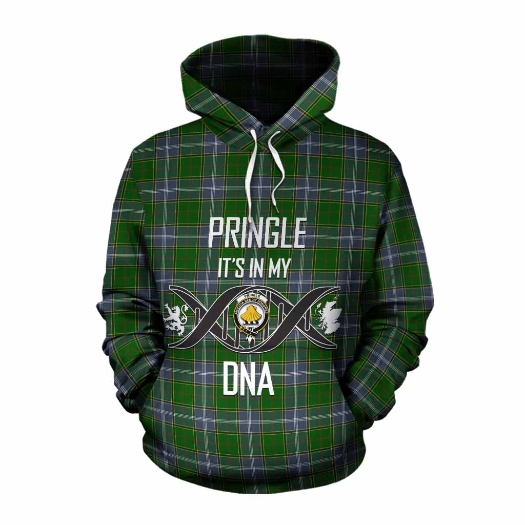 Tartan Vibes Clothing Pringle Tartan Cotton Hoodie with Family Crest DNA In Me Style