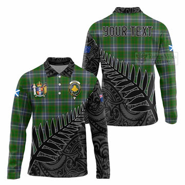 Pringle Crest Tartan Long Sleeve Polo Shirt with New Zealand Silver Fern Half Style