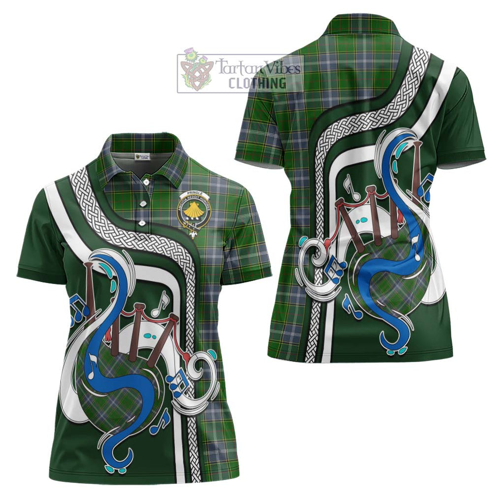 Pringle Tartan Women's Polo Shirt with Epic Bagpipe Style Women - Tartanvibesclothing Shop