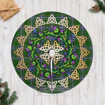 Pringle Tartan Christmas Tree Skirt with Thistle Celtic Knot Style