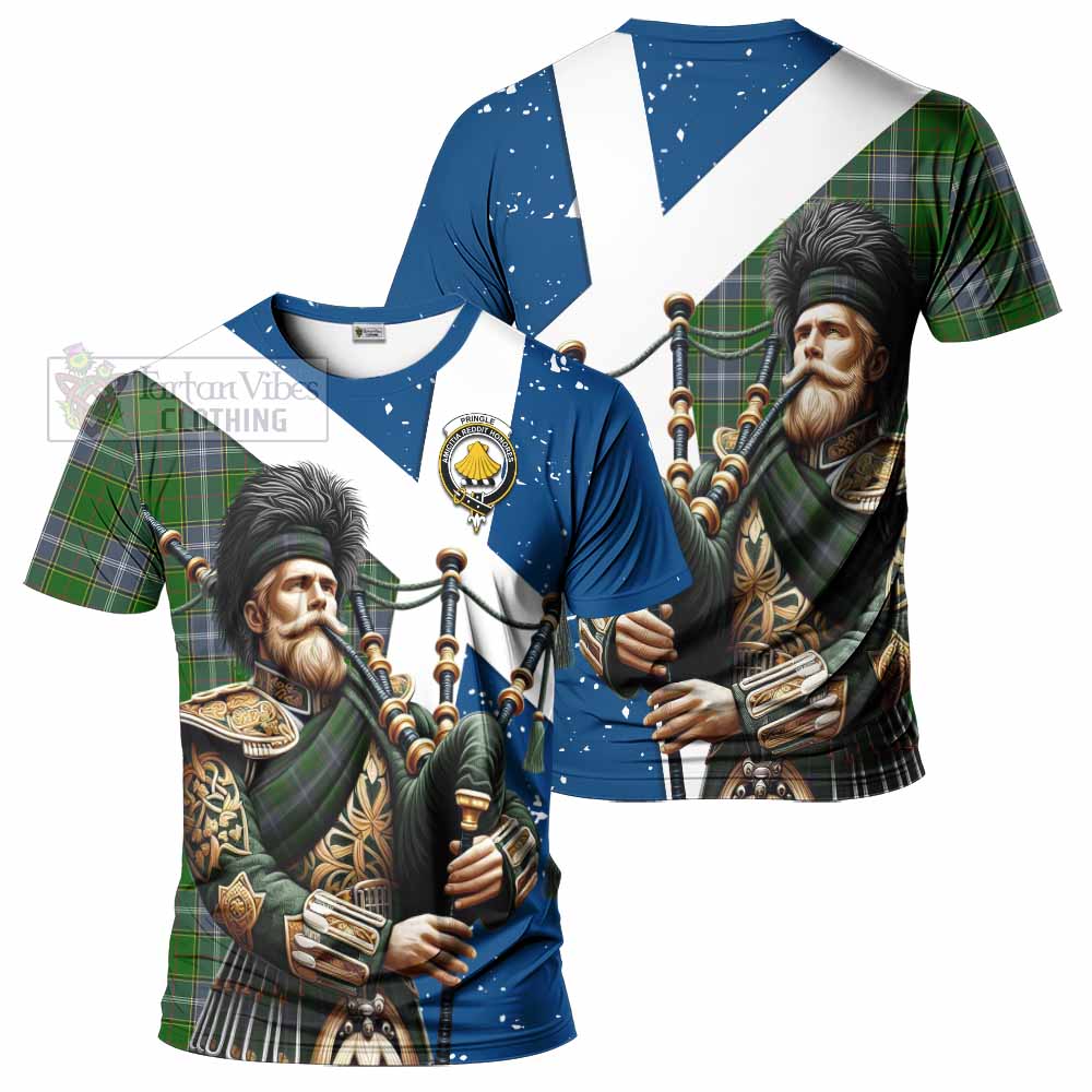Pringle Tartan T-Shirt with Family Crest Scottish Bagpiper Vibes Kid's Shirt - Tartan Vibes Clothing