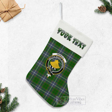 Pringle Tartan Family Crest Christmas Stocking with Personalized Text