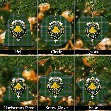 Pringle Tartan Christmas Ceramic Ornaments with Family Crest