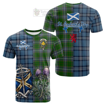 Pringle Tartan Cotton T-shirt Happy St. Andrew's Day Half Tartan Style