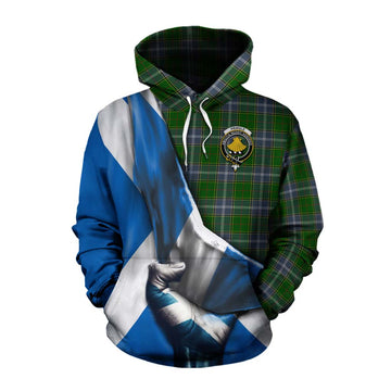 Pringle Tartan Cotton Hoodie with Family Crest Scotland Patriotic Style