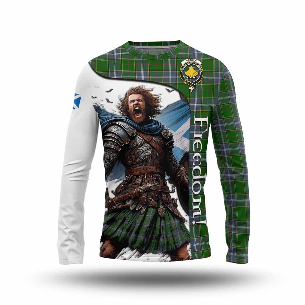 Tartan Vibes Clothing Pringle Crest Tartan Long Sleeve T-Shirt Inspired by the Freedom of Scottish Warrior