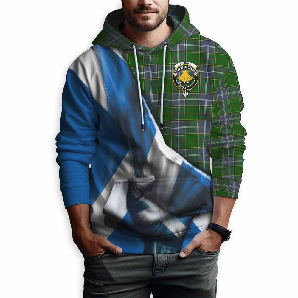 Tartan Vibes Clothing Pringle Tartan Hoodie with Family Crest Scotland Patriotic Style