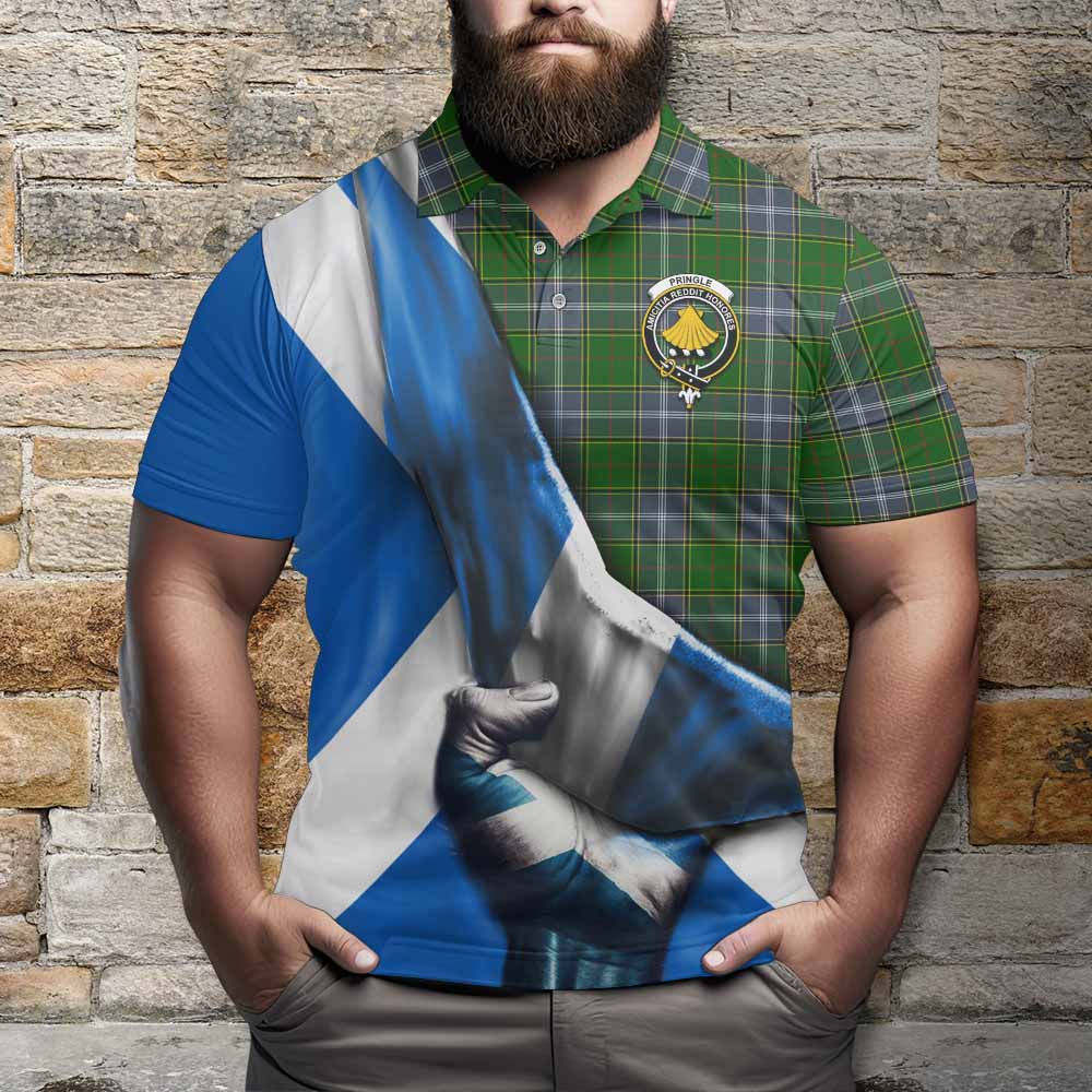 Tartan Vibes Clothing Pringle Tartan Polo Shirt with Family Crest Scotland Patriotic Style