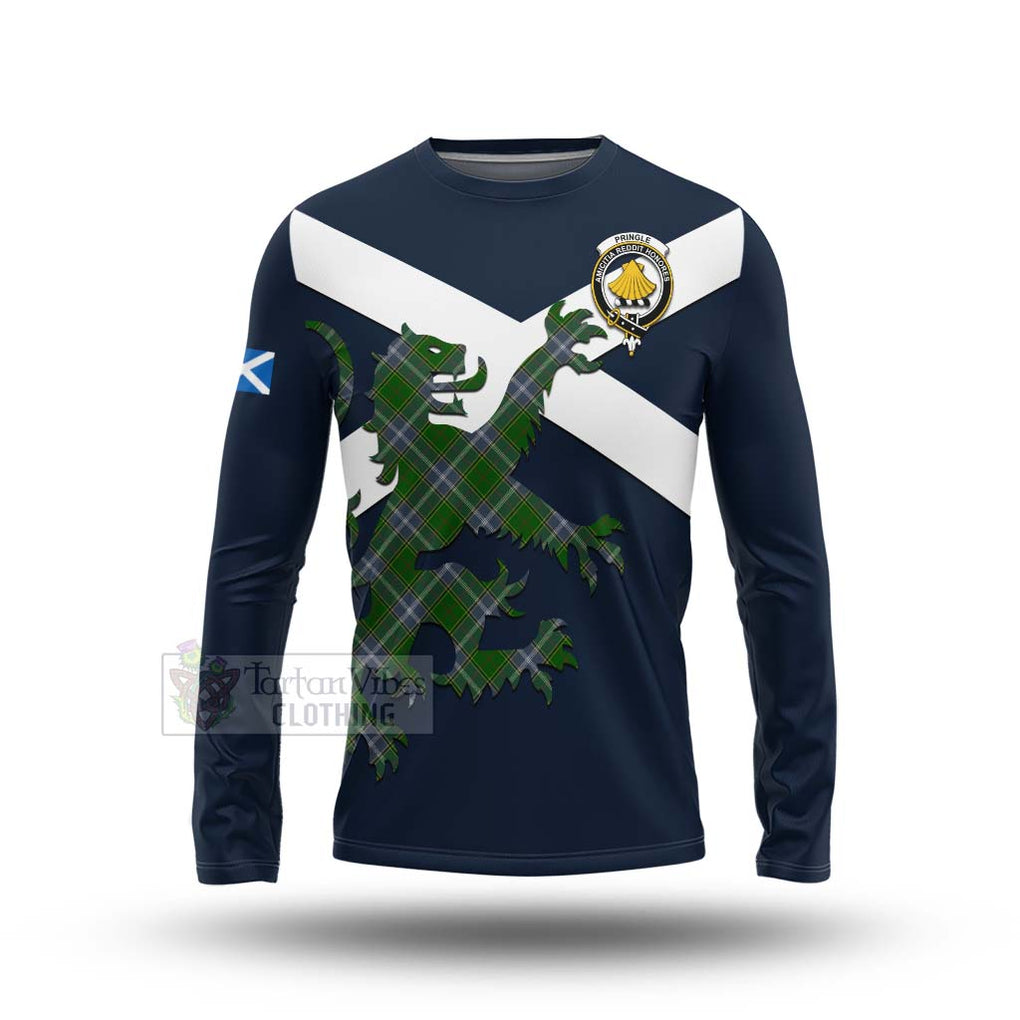 Tartan Vibes Clothing Pringle Tartan Lion Rampant Long Sleeve T-Shirt – Proudly Display Your Heritage with Alba Gu Brath and Clan Name