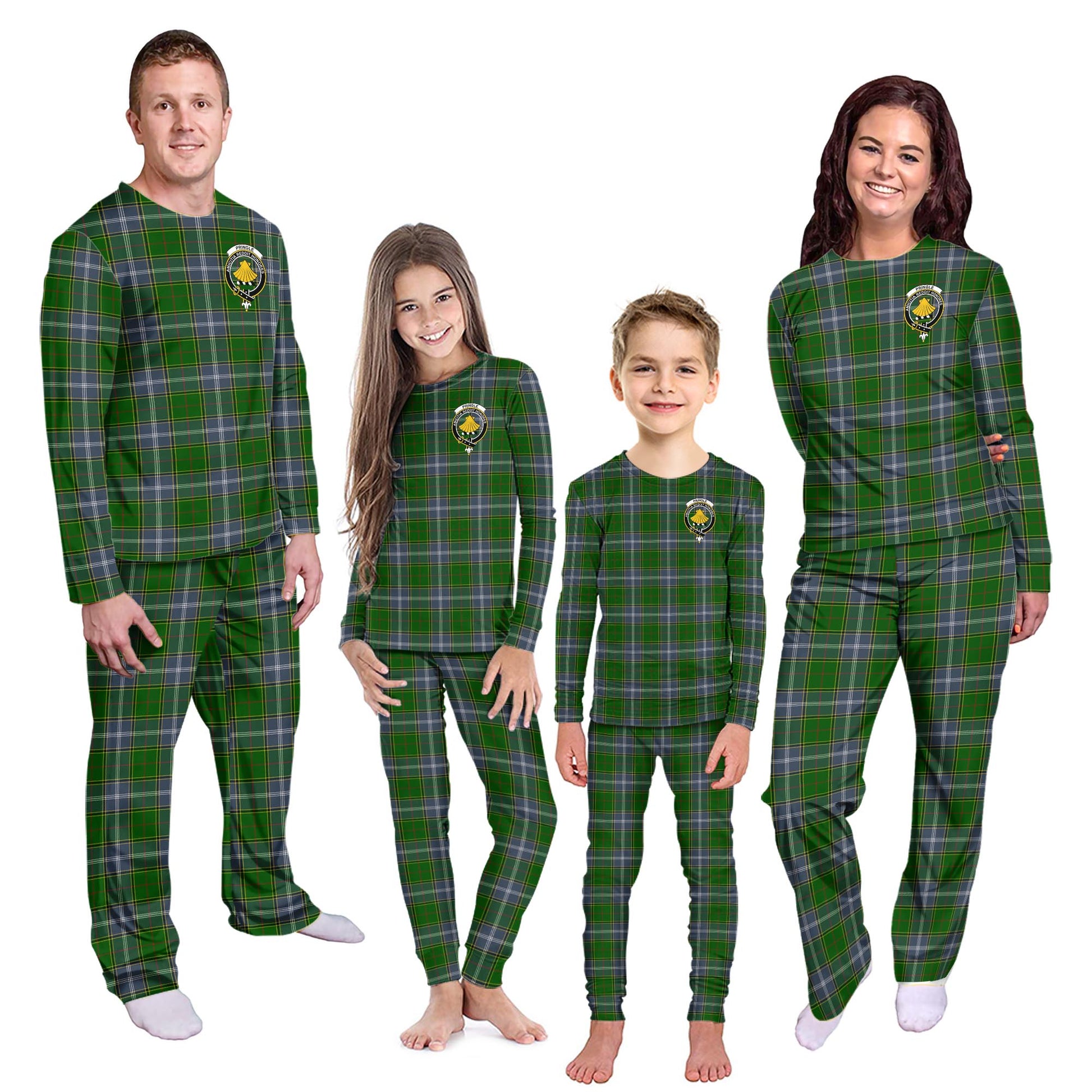 Pringle Tartan Pajamas Family Set with Family Crest - Tartanvibesclothing