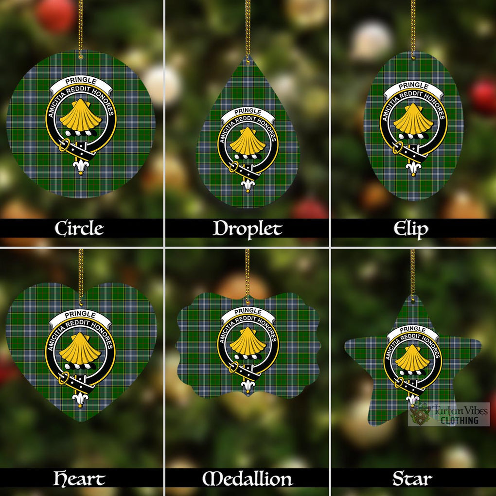 Tartan Vibes Clothing Pringle Tartan Christmas Aluminium Ornament with Family Crest