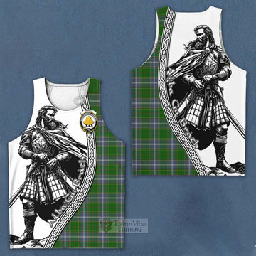 Pringle Tartan Clan Crest Men's Tank Top with Highlander Warrior Celtic Style