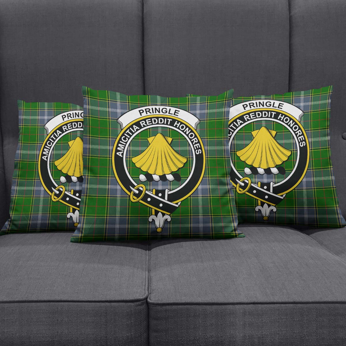 Pringle Tartan Pillow Cover with Family Crest Square Pillow Cover - Tartanvibesclothing