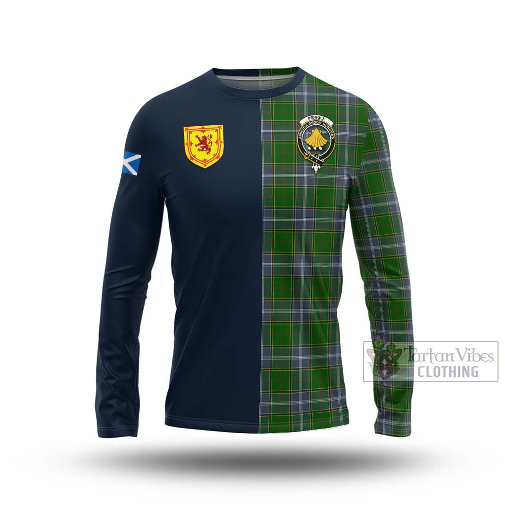 Tartan Vibes Clothing Pringle Tartan Long Sleeve T-Shirt with Scottish Lion Royal Arm Half Style