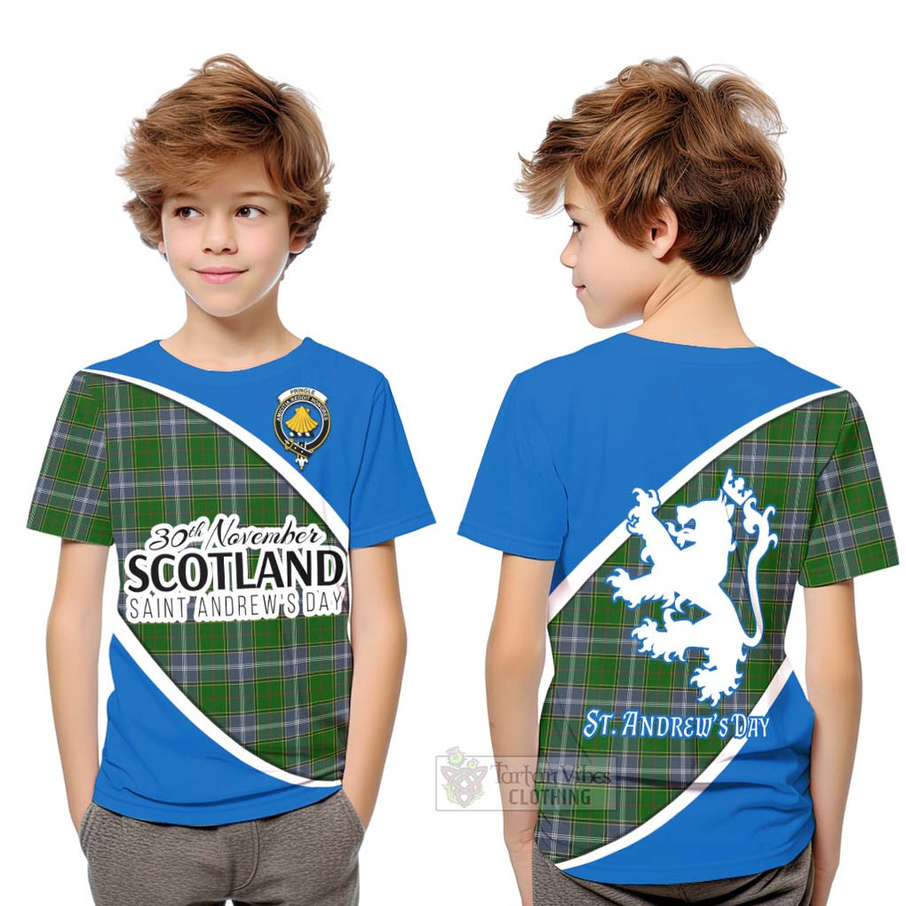 Tartan Vibes Clothing Pringle Family Crest Tartan Kid T-Shirt Celebrate Saint Andrew's Day in Style