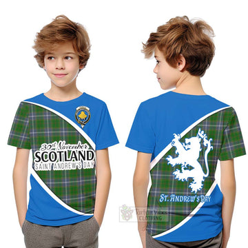 Pringle Family Crest Tartan Kid T-Shirt Celebrate Saint Andrew's Day in Style