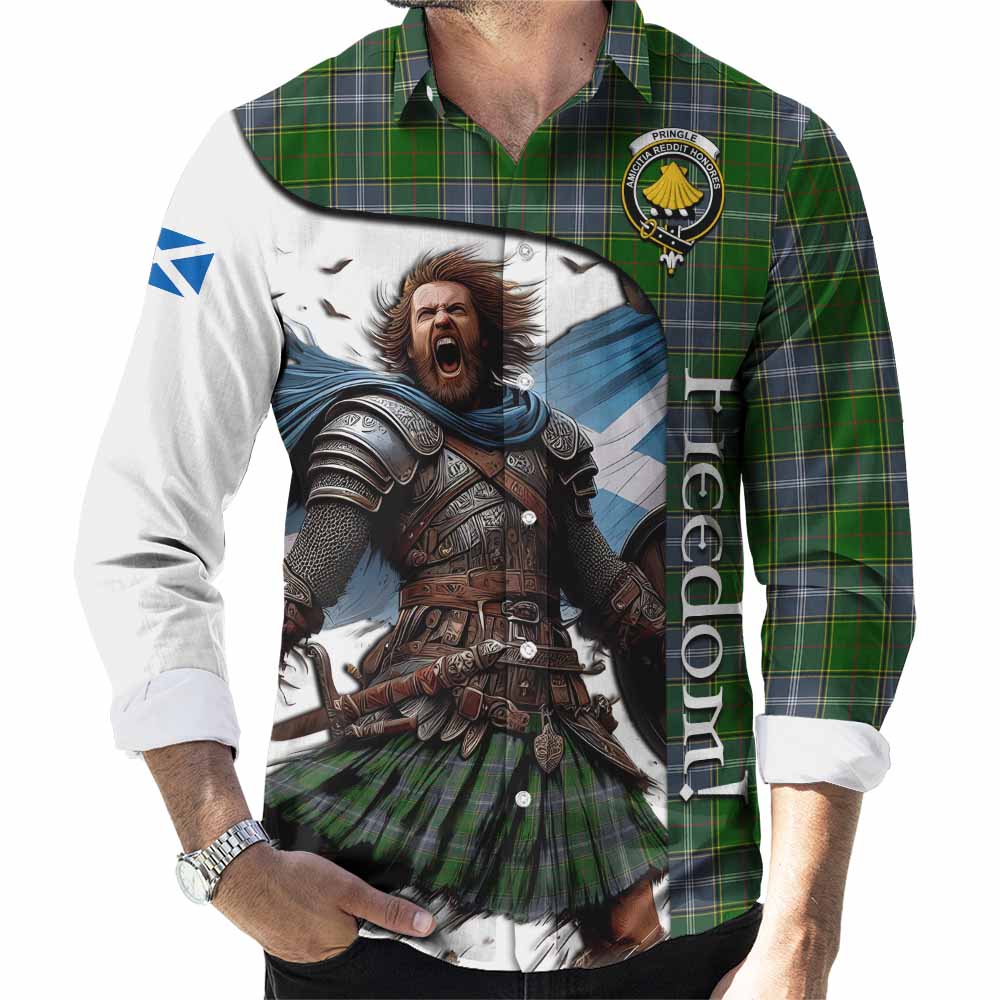 Tartan Vibes Clothing Pringle Crest Tartan Long Sleeve Button Shirt Inspired by the Freedom of Scottish Warrior