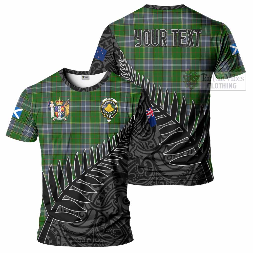 Tartan Vibes Clothing Pringle Crest Tartan T-Shirt with New Zealand Silver Fern Half Style