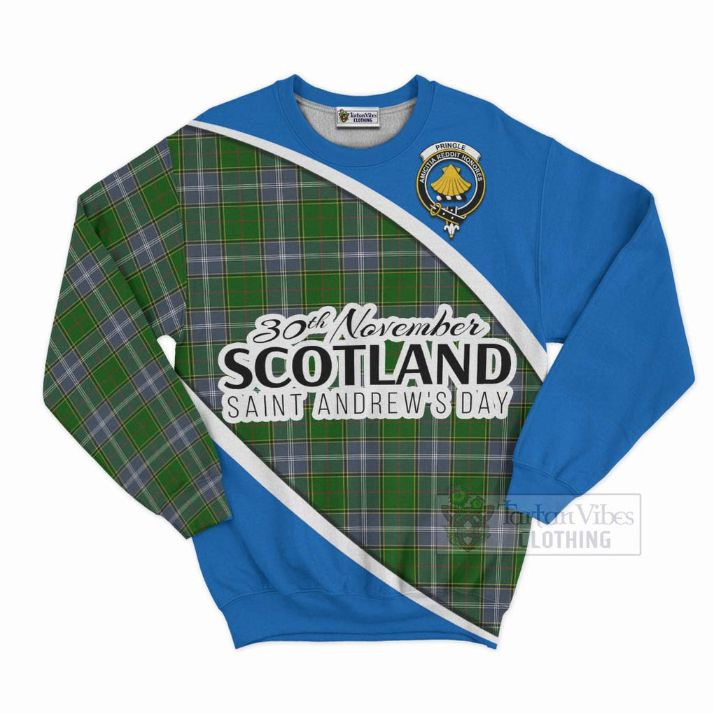 Tartan Vibes Clothing Pringle Family Crest Tartan Sweatshirt Celebrate Saint Andrew's Day in Style