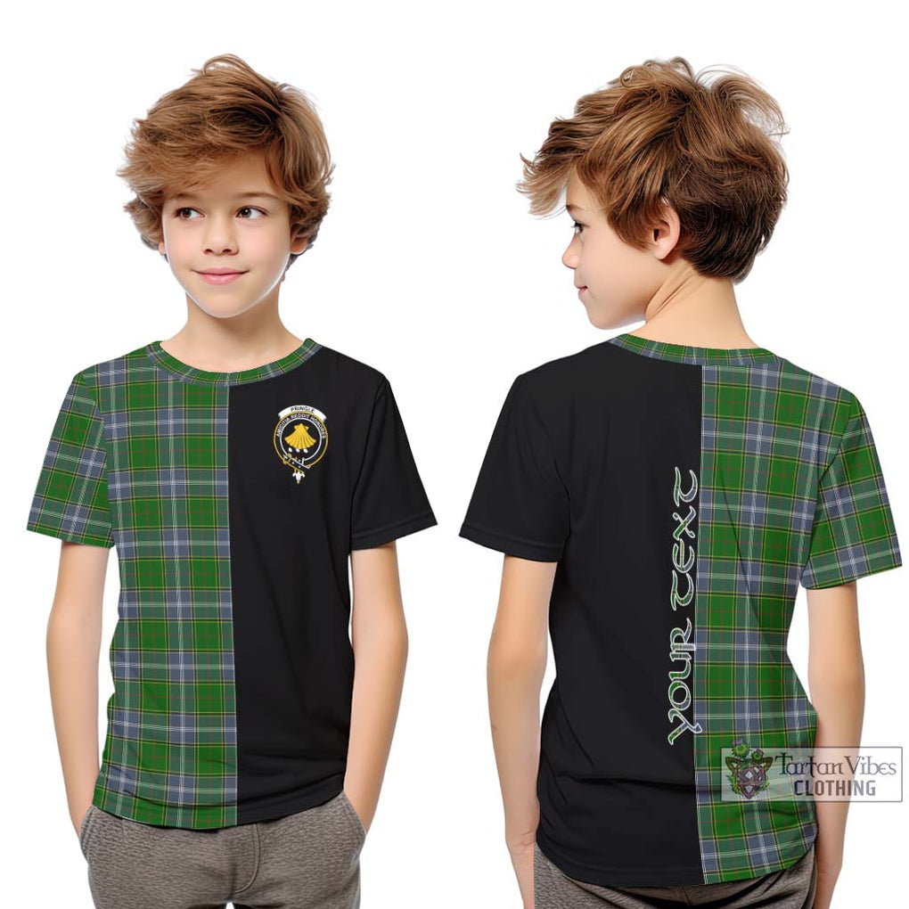 Pringle Tartan Kid T-Shirt with Family Crest and Half Of Me Style Youth XL Size14 - Tartanvibesclothing Shop