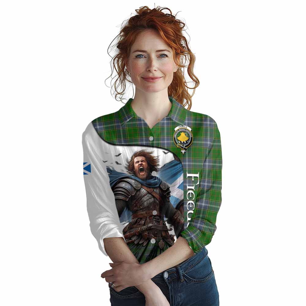 Tartan Vibes Clothing Pringle Crest Tartan Women's Casual Shirt Inspired by the Freedom of Scottish Warrior