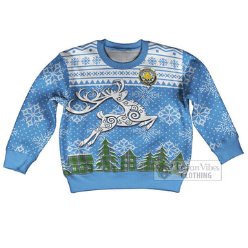 Pringle Clan Christmas Kid Ugly Sweater with Tartan and Celtic Reindeer Style