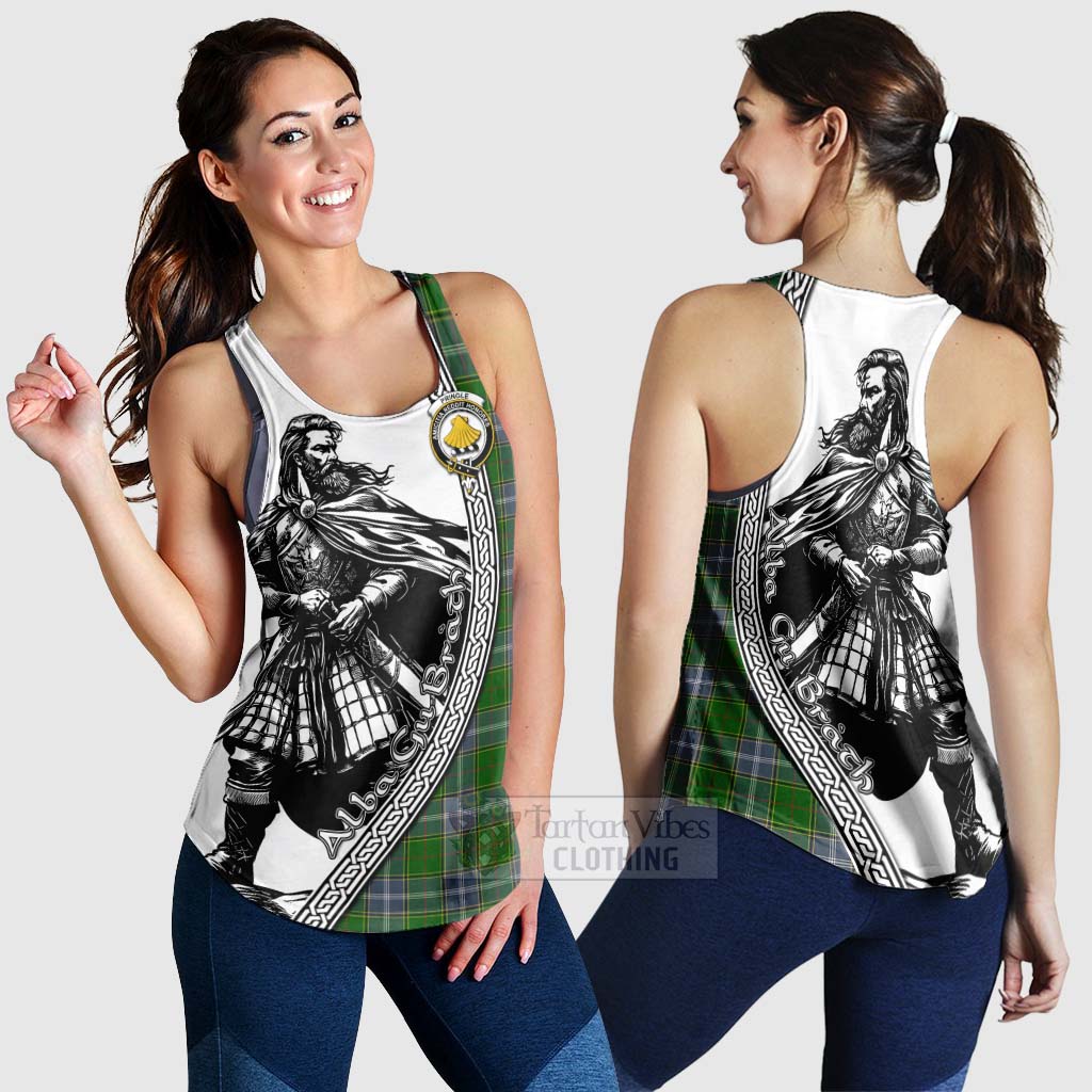 Tartan Vibes Clothing Pringle Tartan Clan Crest Women's Racerback Tanks with Highlander Warrior Celtic Style