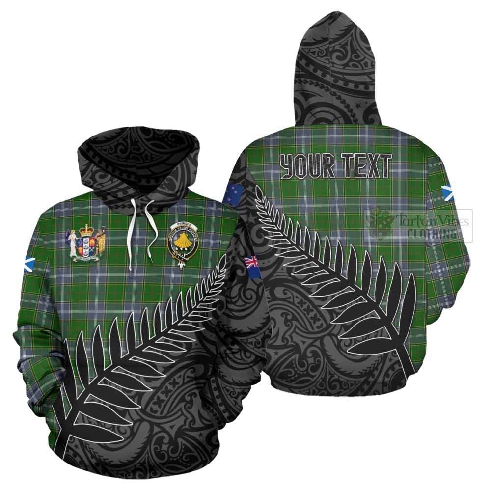 Tartan Vibes Clothing Pringle Crest Tartan Hoodie with New Zealand Silver Fern Half Style