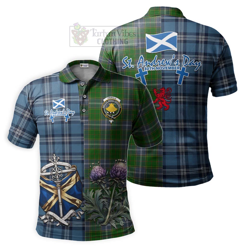 Tartan Vibes Clothing Pringle Tartan Polo Shirt Happy St. Andrew's Day Half Tartan Style