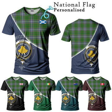 Pringle Tartan T-Shirt with Personalised National Flag and Family Crest Half Style