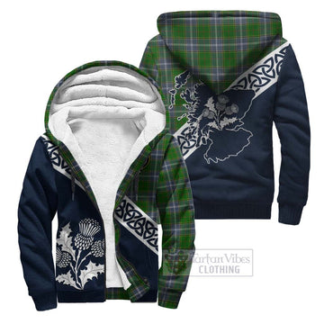 Pringle Tartan Sherpa Hoodie Featuring Thistle and Scotland Map