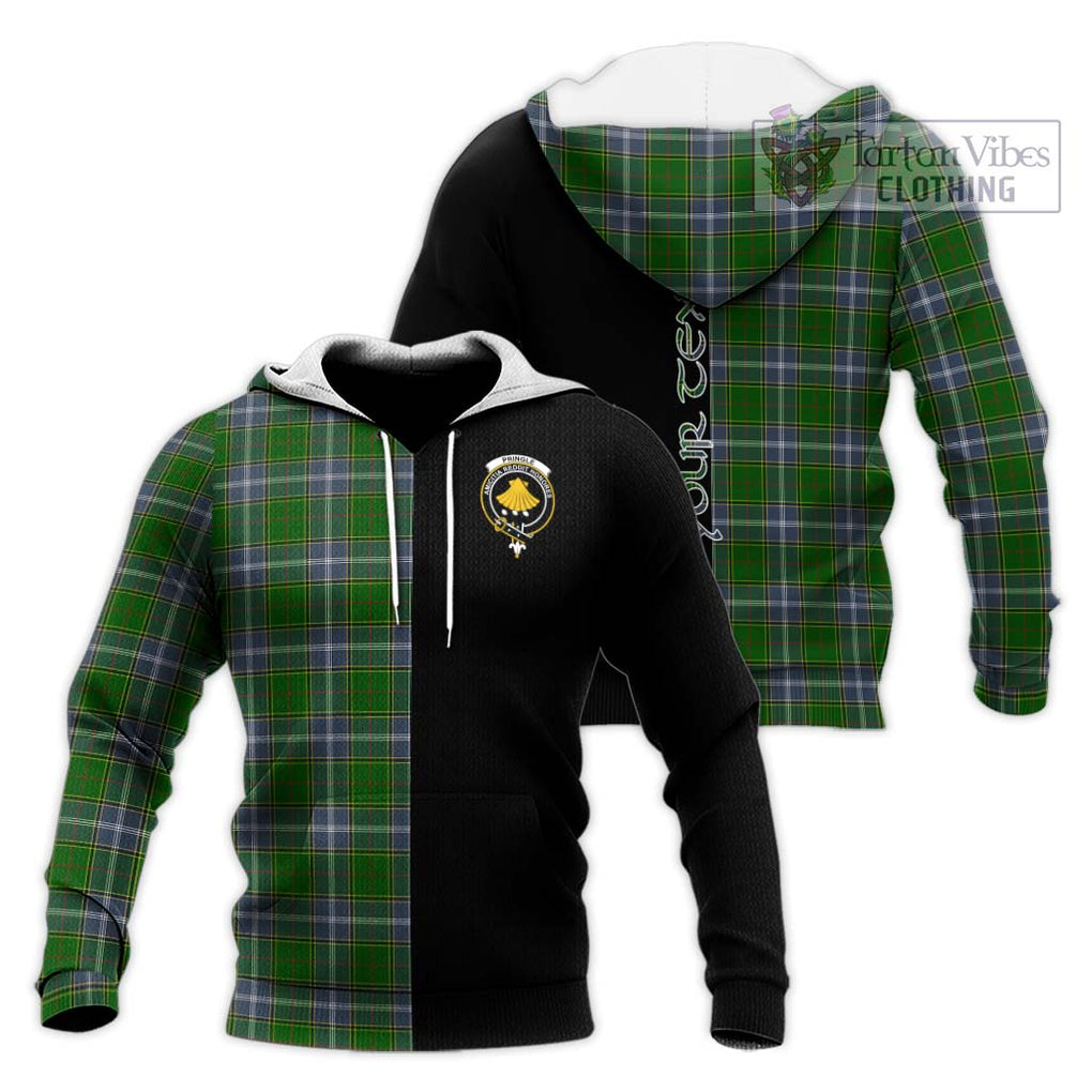 Pringle Tartan Knitted Hoodie with Family Crest and Half Of Me Style Unisex Knitted Pullover Hoodie - Tartanvibesclothing Shop