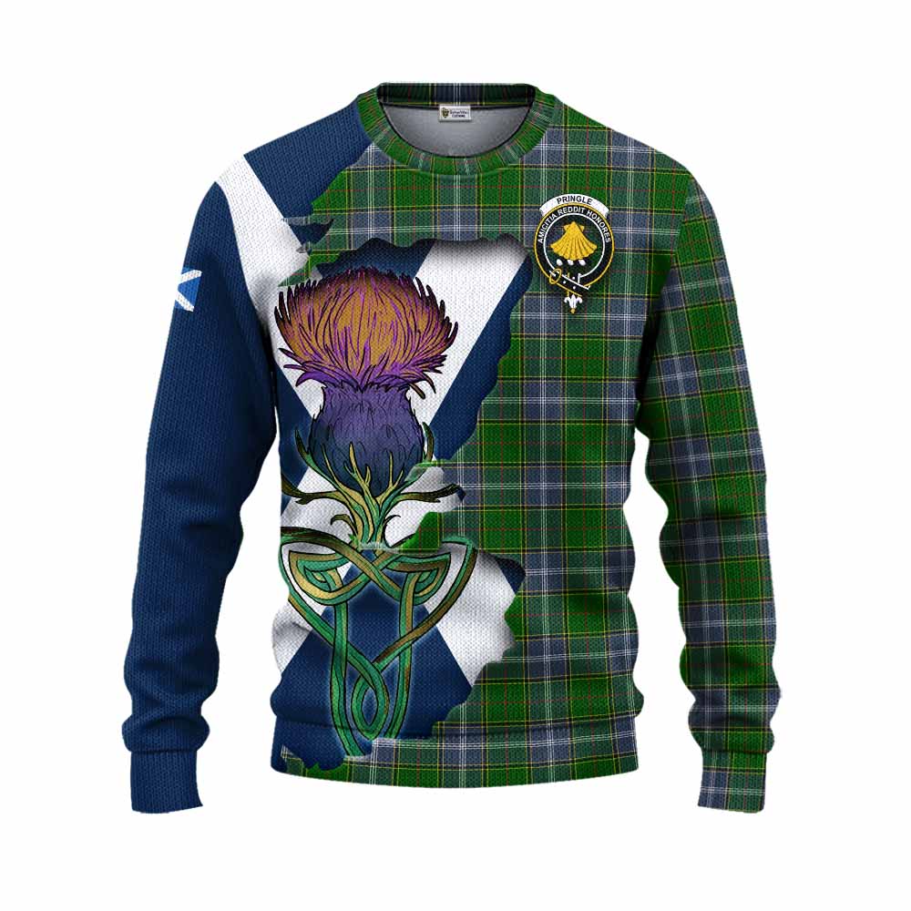 Pringle Tartan Family Crest Knitted Sweater Scottish Thistle Celtic Inspired Unisex - Tartan Vibes Clothing