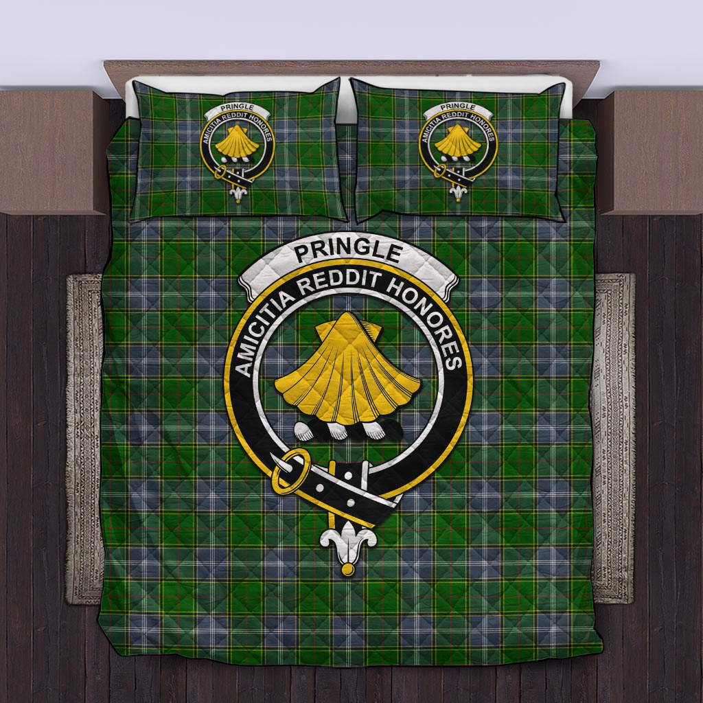 Pringle Tartan Quilt Bed Set with Family Crest Twin - Tartan Vibes Clothing