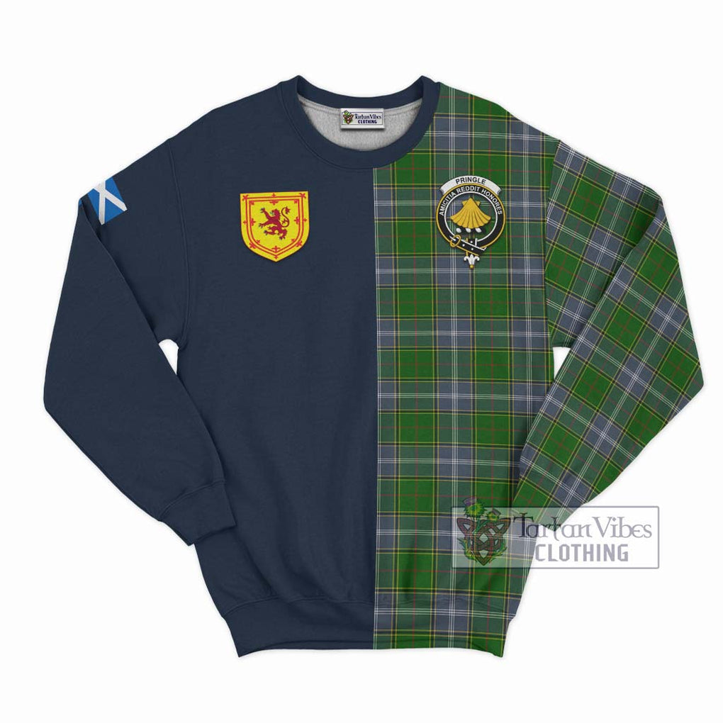 Tartan Vibes Clothing Pringle Tartan Sweatshirt with Scottish Lion Royal Arm Half Style