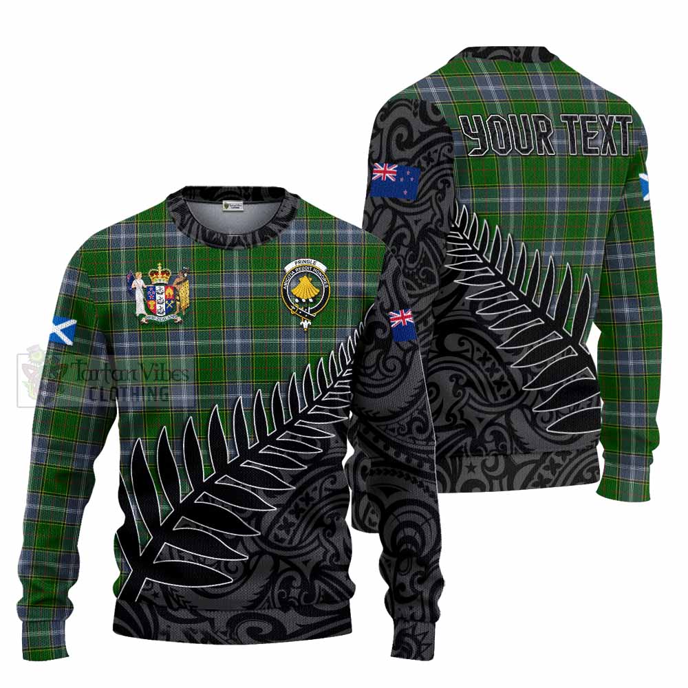 Tartan Vibes Clothing Pringle Crest Tartan Knitted Sweater with New Zealand Silver Fern Half Style