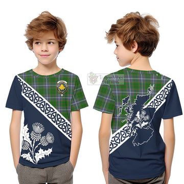 Pringle Tartan Kid T-Shirt Featuring Thistle and Scotland Map