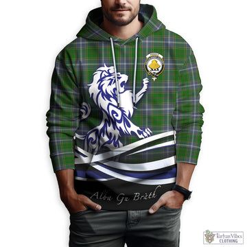 Pringle Tartan Hoodie with Alba Gu Brath Regal Lion Emblem