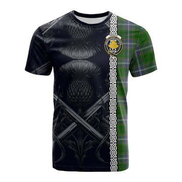 Pringle Tartan Cotton T-shirt with Family Crest Cross Sword Thistle Celtic Vibes