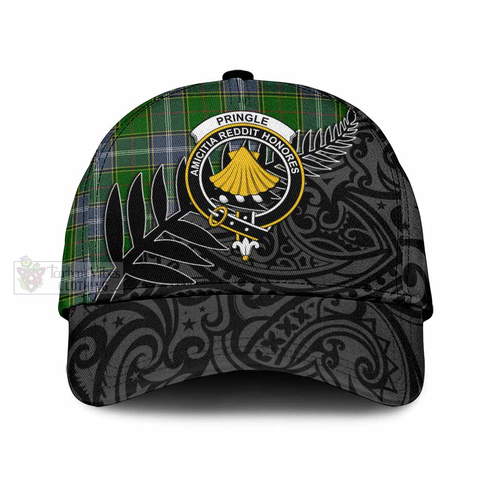 Tartan Vibes Clothing Pringle Tartan Classic Cap with New Zealand Silver Fern Half Style