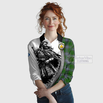 Pringle Tartan Clan Crest Women's Casual Shirt with Highlander Warrior Celtic Style