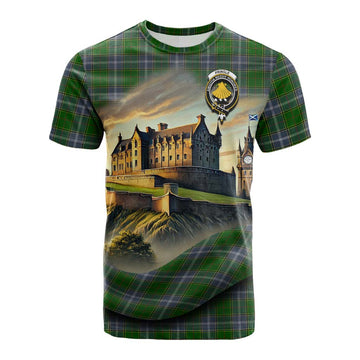 Pringle Tartan Family Crest Cotton T-shirt with Scottish Ancient Castle Style Kid's Shirt - Tartan Vibes Clothing