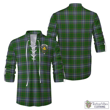 Pringle Tartan Men's Scottish Traditional Jacobite Ghillie Kilt Shirt with Family Crest