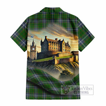 Pringle Tartan Family Crest Hawaiian Shirt with Scottish Ancient Castle Style - Tartan Vibes Clothing