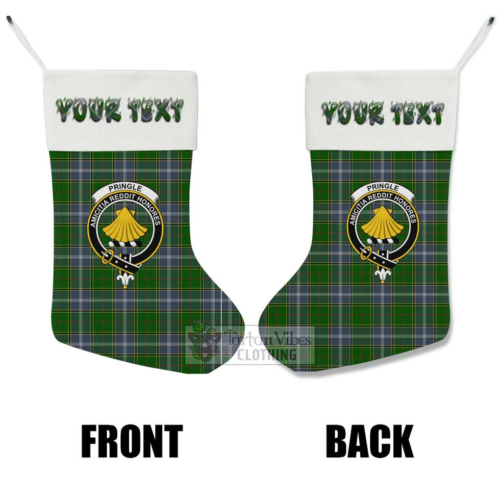 Tartan Vibes Clothing Pringle Tartan Family Crest Christmas Stocking with Personalized Text