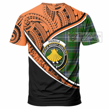 Pringle Crest Tartan T-Shirt with Polynesian Vibes Style - Orange Version