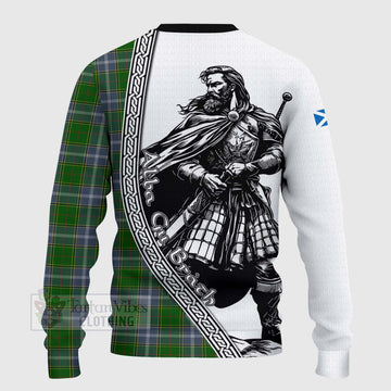 Pringle Tartan Clan Crest Knitted Sweater with Highlander Warrior Celtic Style