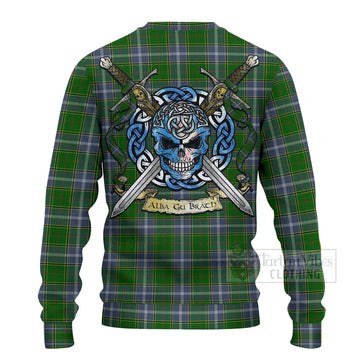 Pringle Tartan Ugly Sweater with Family Crest Celtic Skull Style